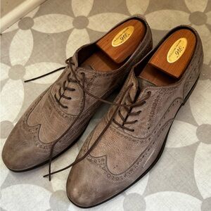 Gordon Rush Stone Taupe Leather Wingtip Dress Shoes Siz 9 US
